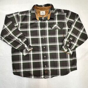 Legendary Whitetails Mens 3XL Green Plaid Flannel Shirt Corduroy Collar
